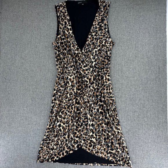 Gibson Dress Animal/ Leopard Print Stretch Soft Comfy Elastic Waist XXS V-Neck - Picture 1 of 16